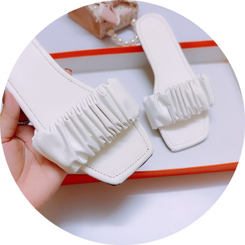 Dép bệt nữ quai nhún ngang da lì sale giá gốc