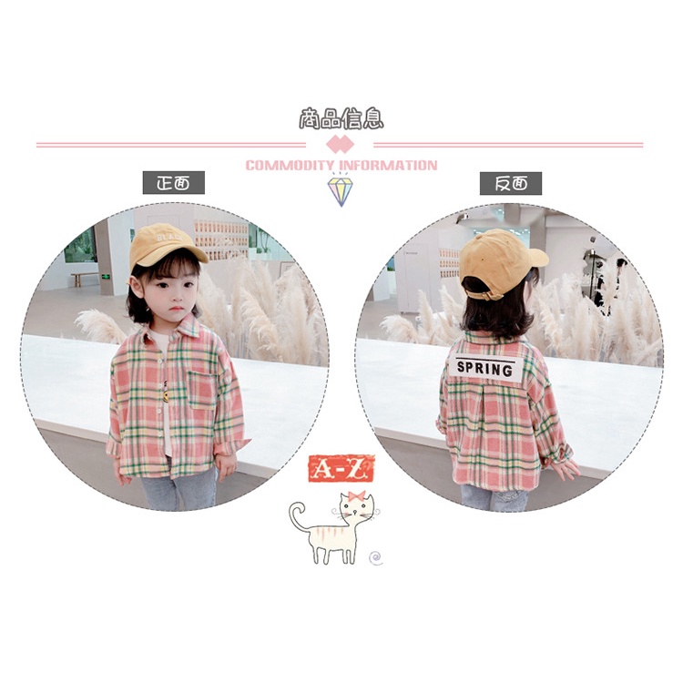 Áo Sơ Mi Tay Dài Kẻ Sọc Ca Rô Thời Trang Mùa Xuân Cho Bé Gái 0-5 Tuổi