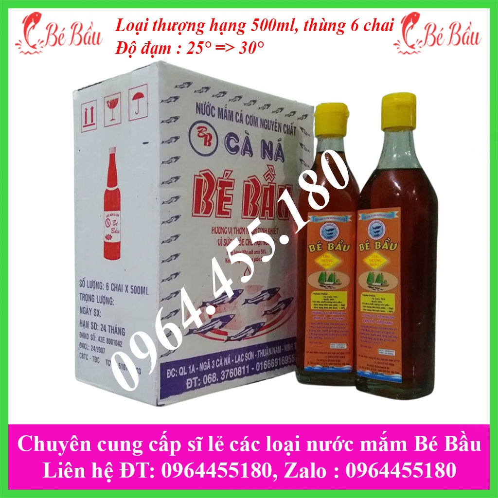 Thùng Nước Mắm Bé Bầu chai 500ml| Chai vuông nắp vàng | Loại thượng hạng | Thùng 6 chai thủy tinh.