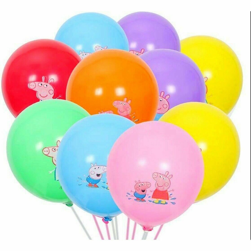 Set 33 bong bóng trang trí tiệc sinh nhật hình heo hồng/ chuột Mickey Minnie đáng yêu