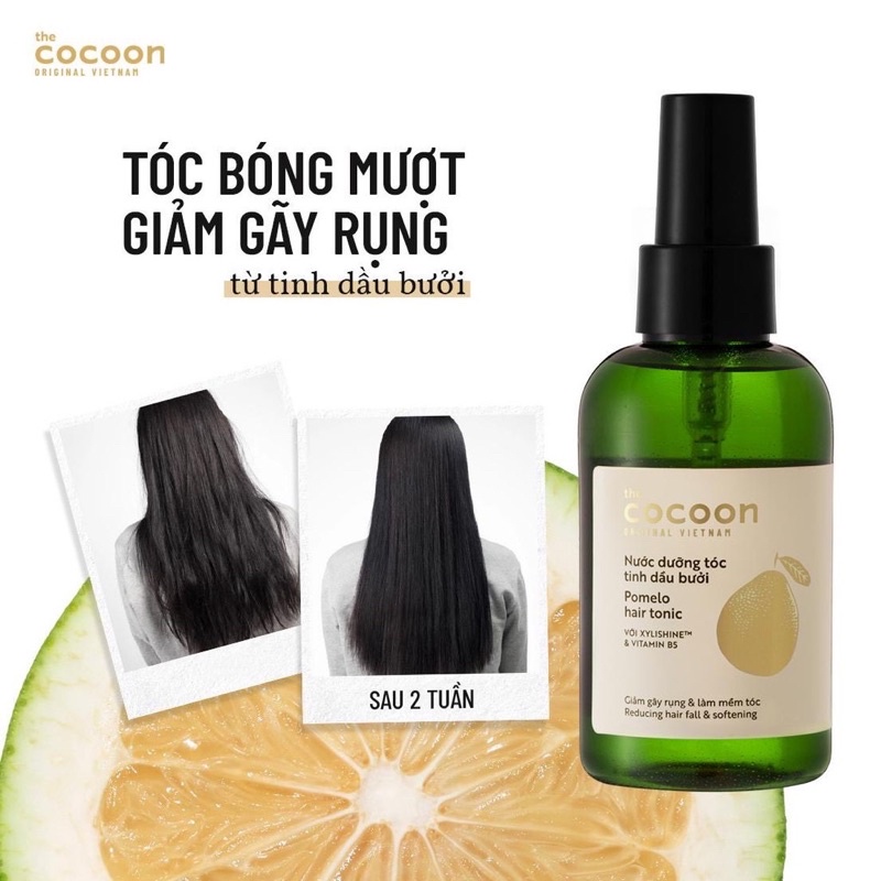XỊT DƯỠNG TÓC GIẢM GÃY RỤNG TINH DẦU BƯỞI COCOON VIỆT NAM 140ML