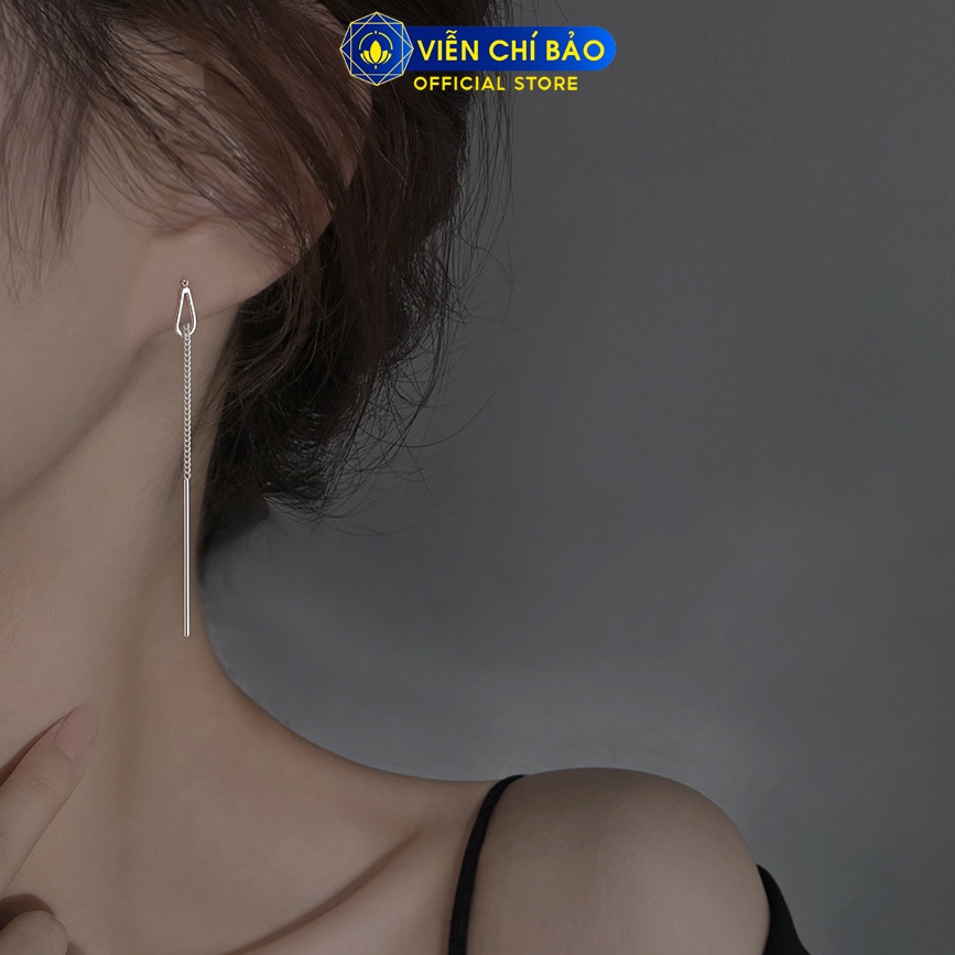 Bông tai bạc nữ thanh dài hình giọt nước chất liệu bạc S925 thời trang phụ kiện trang sức nữ Viễn Chí Bảo B400228