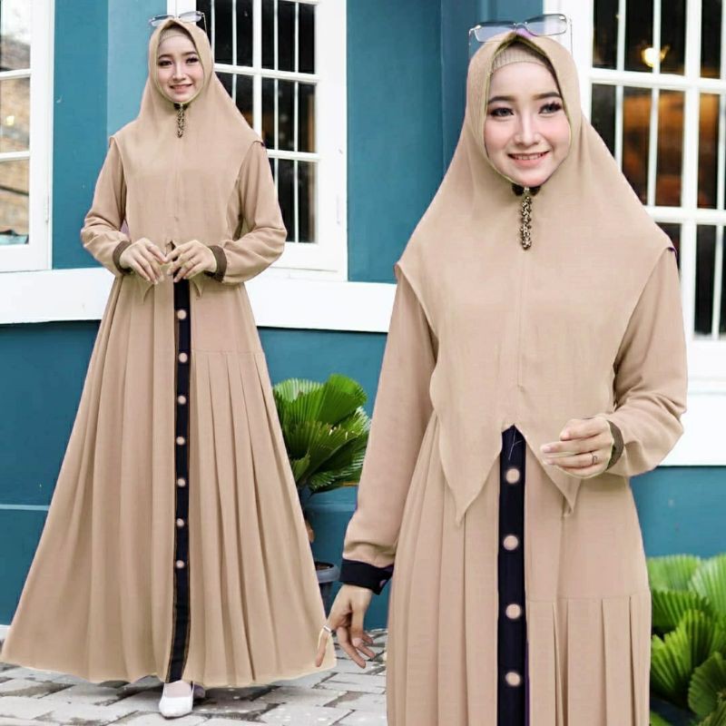 Gamis Syar 'i Gracella Full Ceruty Màu Xanh Dương Nhạt / Tím Nhạt