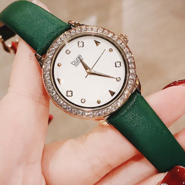 Đồng hồ nữ Burgi xanh lá size 34mm siêu đẹp
