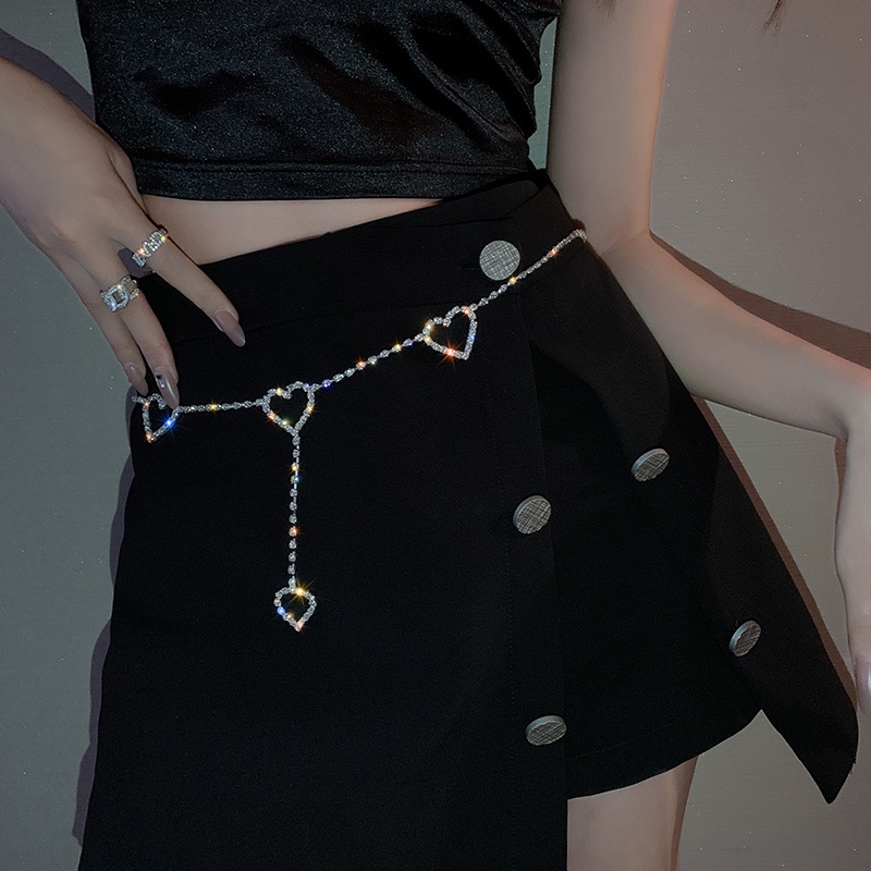 Dây thắt lưng đính đá lấp lánh thời trang phong cách harajuku 19A1606