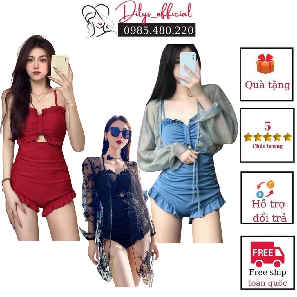 Bikini đi biển liền thân kín đáo DILYS BK06, Đồ bơi nữ phong cách hàn quốc bèo ngực vô cùng trẻ trung, năng động