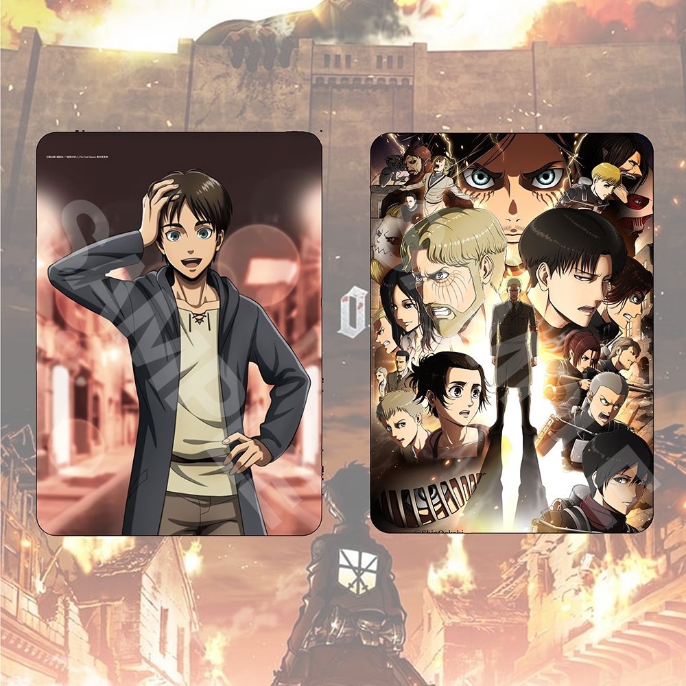 Ảnh card bo góc in hình ATTACK ON TITAN 4 mẫu EREN LEVI ERWIN HANJI Đại Chiến Titan thẻ bo viền 5*8cm #