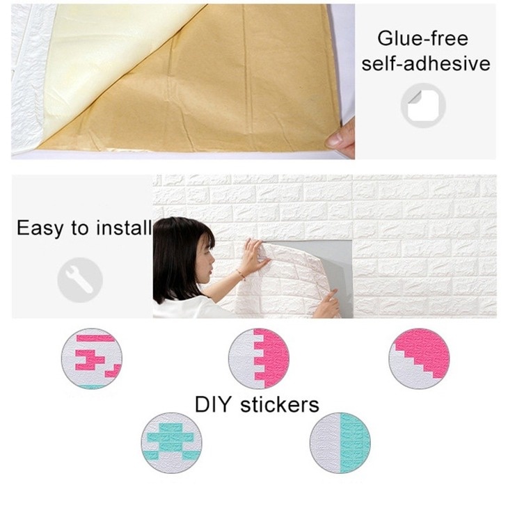 Giấy dán tường giả gạch 3D chống thấm nước trang trí nhà cửa
 | BigBuy360 - bigbuy360.vn