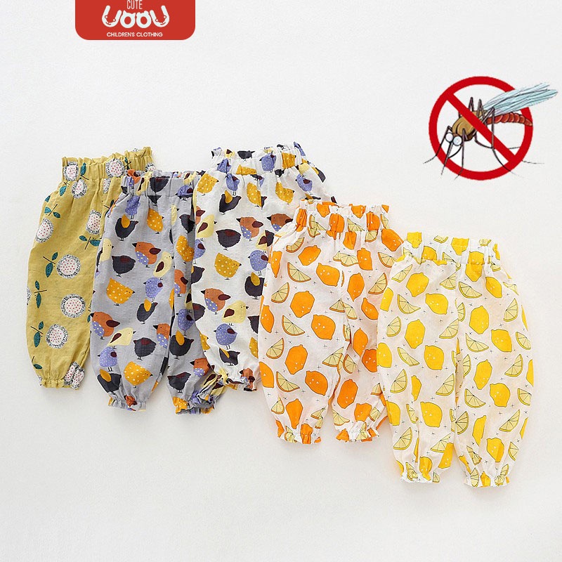 Sun baby Quần Ngủ cotton Lụa Mềm Thân Thiện Với Làn Da Chống Muỗi In Họa Tiết Hoạt Hình Dễ Thương Mùa