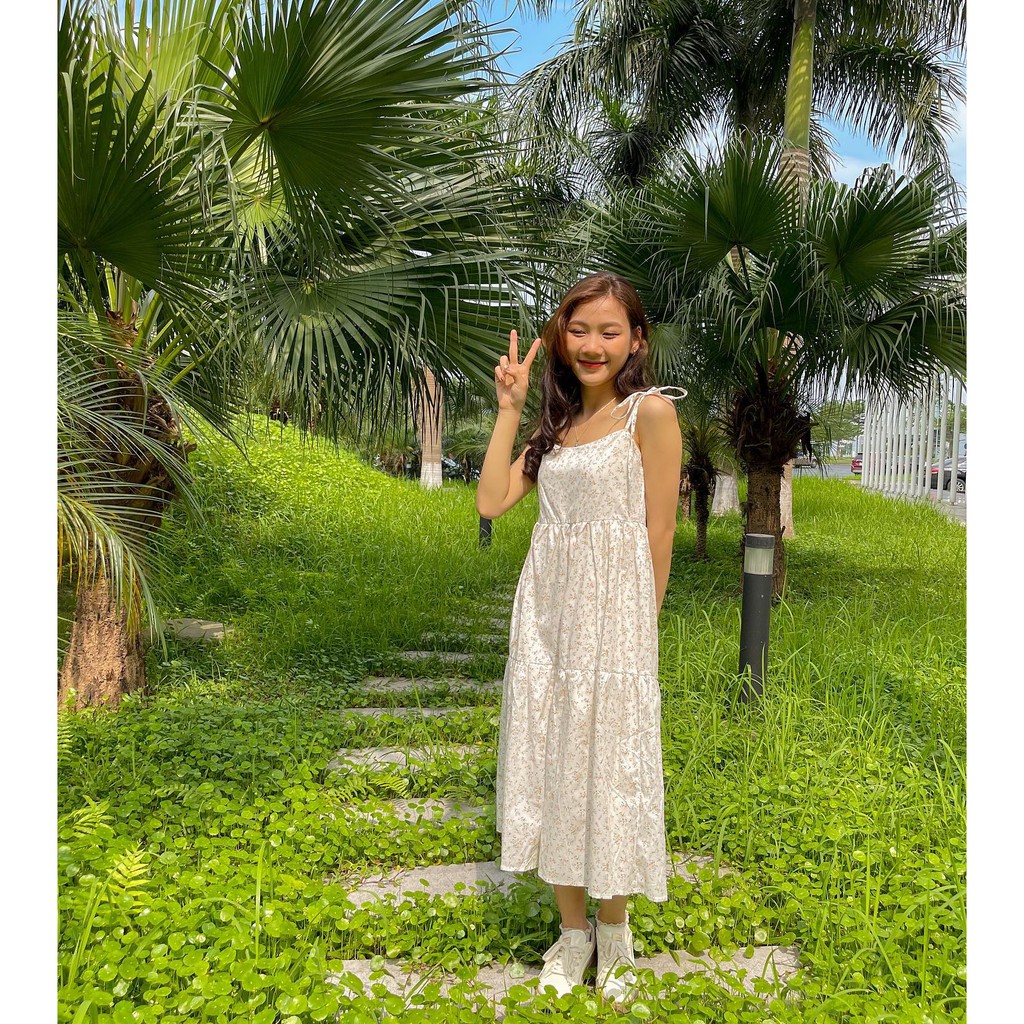 (FREESHIP) Đầm 2 dây hoa nhí mới ulzzang
