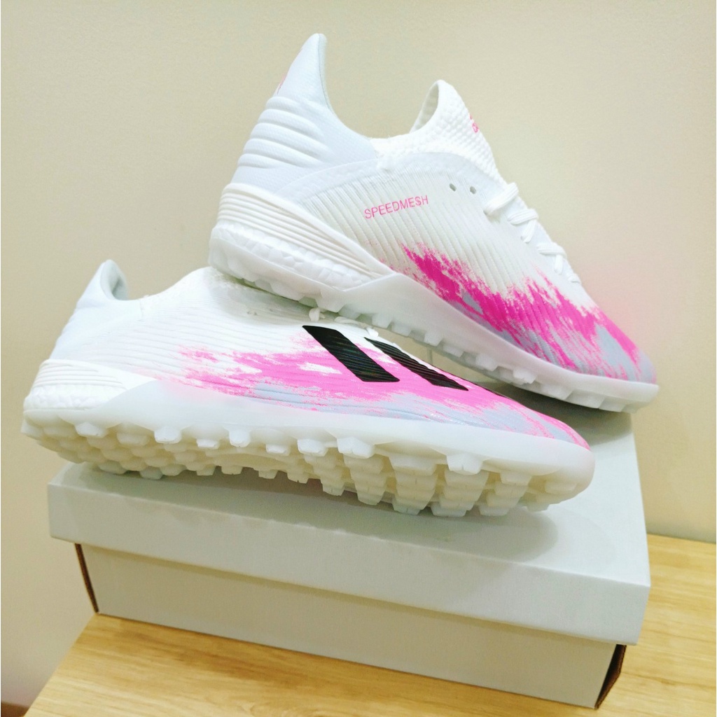 Giày Đá Banh Sân Cỏ Nhân Tạo Adidas X19.1 TF Trắng Hồng | Xanh Da vải siêu bền
