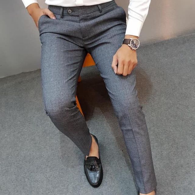 Quần âu ống côn kẻ ghi Q268