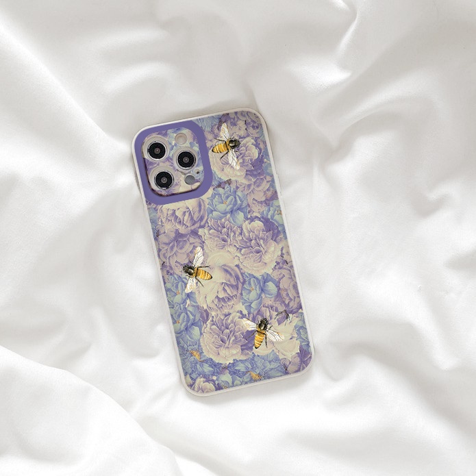 ỐP LƯNG IPHONE Ong hoa tím iphone 12 pro/13pro/13promax/7/7+/8/8+/X/XS/XSM/11/11PMROMAX tr342