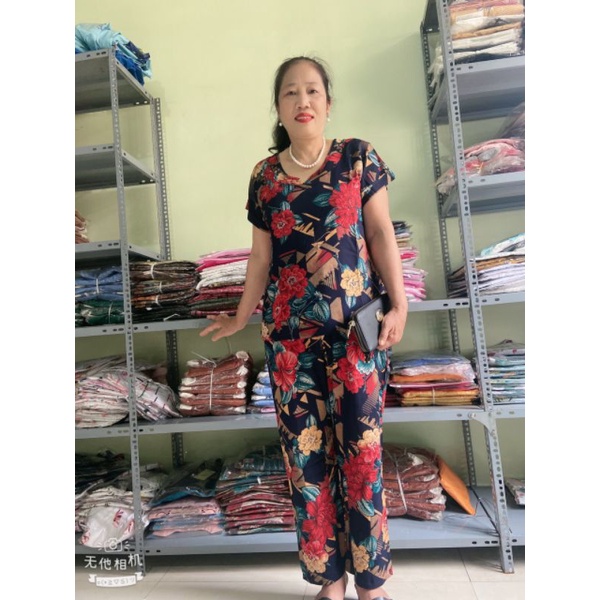 Bộ quần áo trung niên nữ_ đồ bộ mặc nhà chất vải lanh siêu mát họa tiết sang trọng cho bà cho mẹ