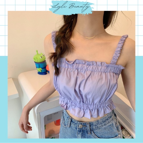 Áo hai dây bó sát Lylibeauty chất vải cotton thoáng mát co giãn 4 chiều