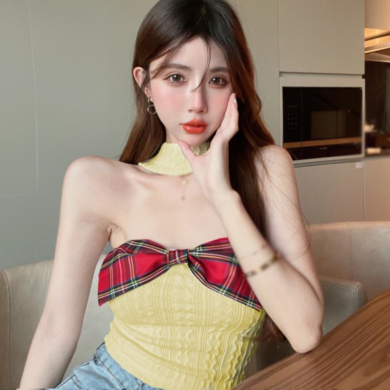 Áo Croptop Dệt Kim Hai Dây Dáng Ôm Thời Trang Dành Cho Nữ