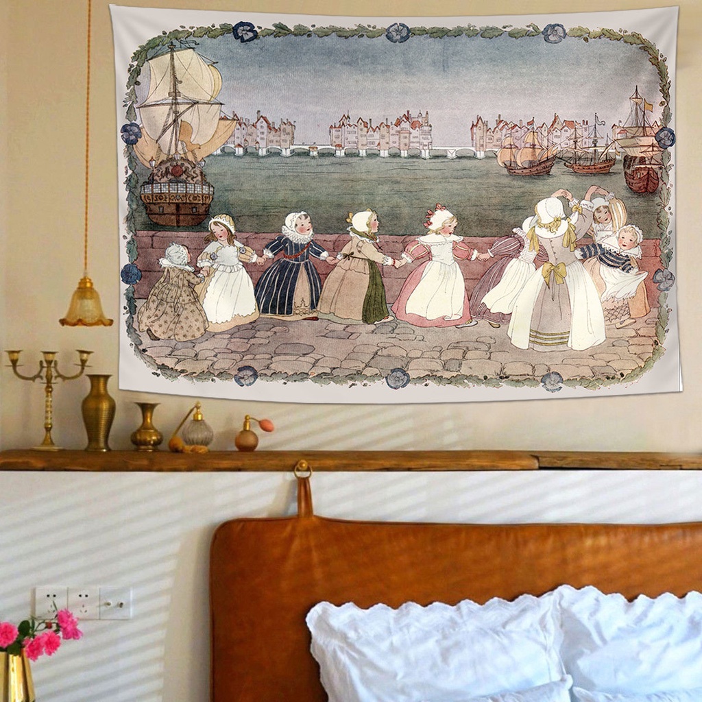 Thảm treo tường trang trí phòng ngủ phong cách retro đẹp mắt