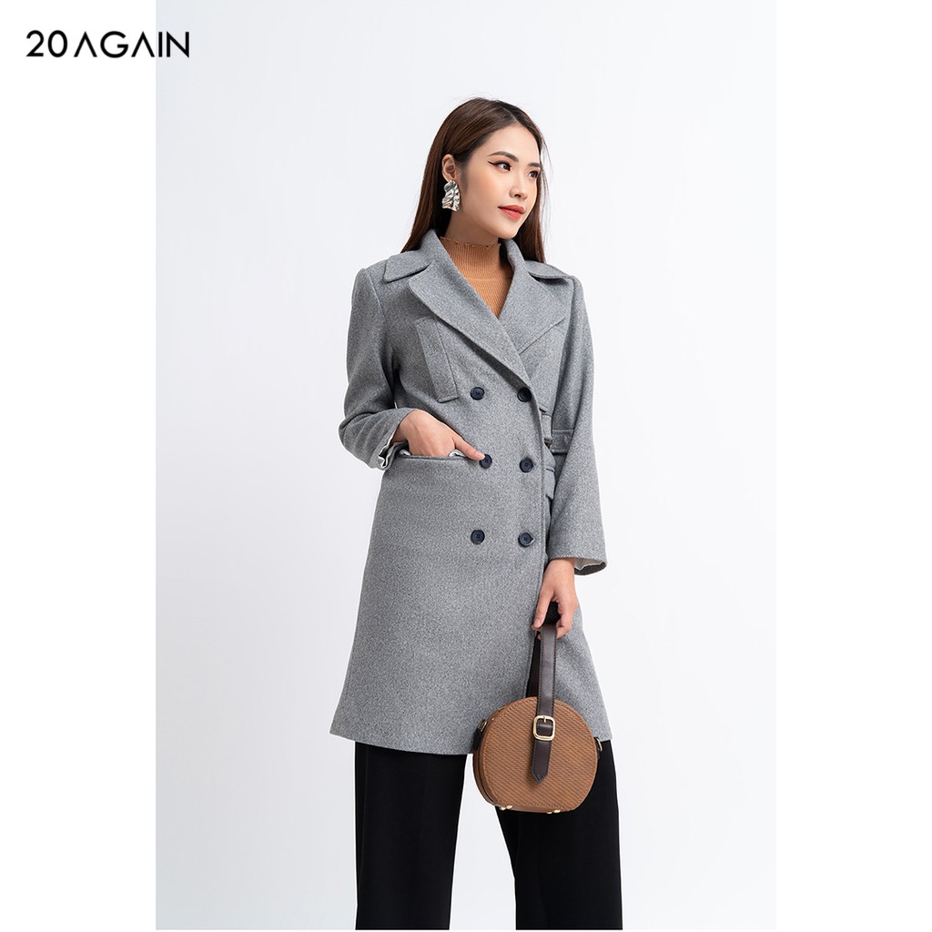 Áo khoác dạ dài qua gối 2 hàng cúc 92WEAR - KDA1268