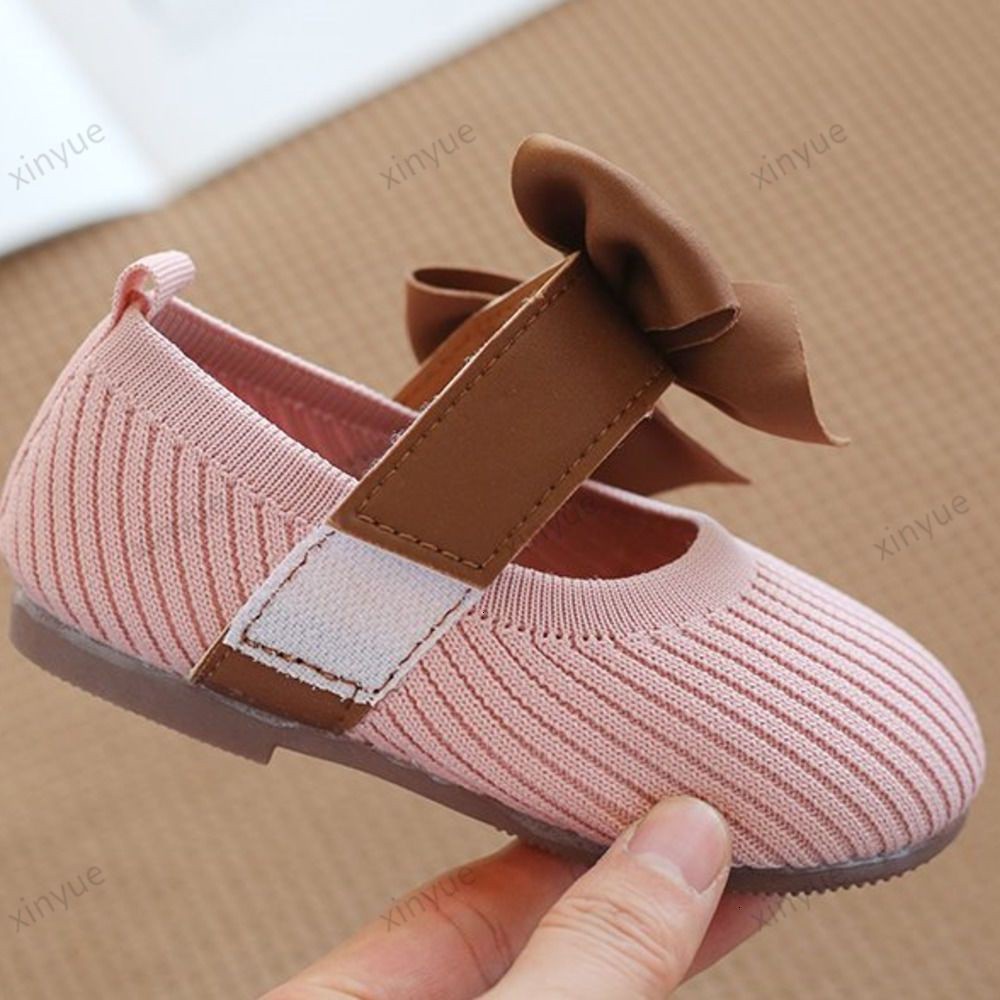 Fashion Girls' Cute Bow Breathable Fabric Slip-on Flat Shoes (2-6 Years Old) Soft Sole Light Weight Kids Shoes/Con gái của giày dép