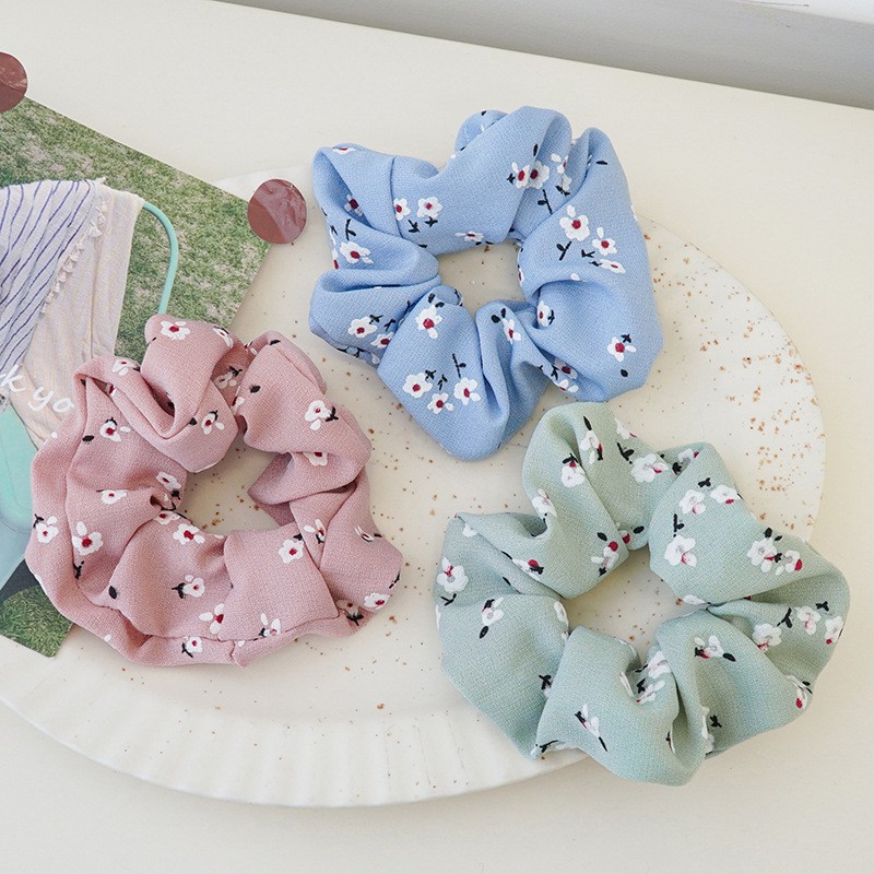 Scrunchies cột tóc, buộc tóc họa tiết hoa nhí dễ thương