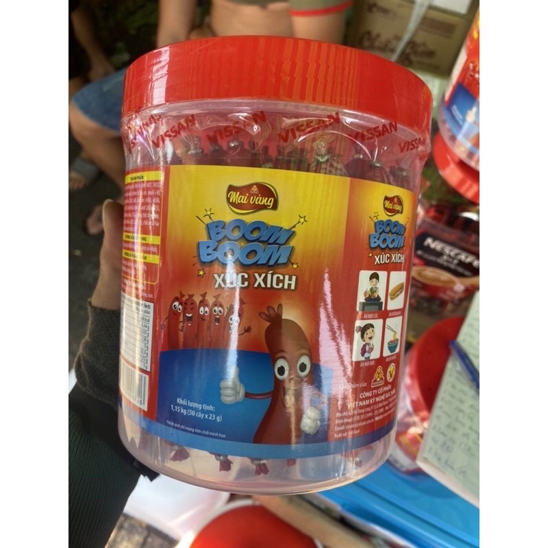 Xúc xích ăn liền Mai Sao Vàng 1 hộp 50 cái, Xúc xích lợn tiệt trùng, Đồ ăn vặt Hà Nội ngon giá rẻ