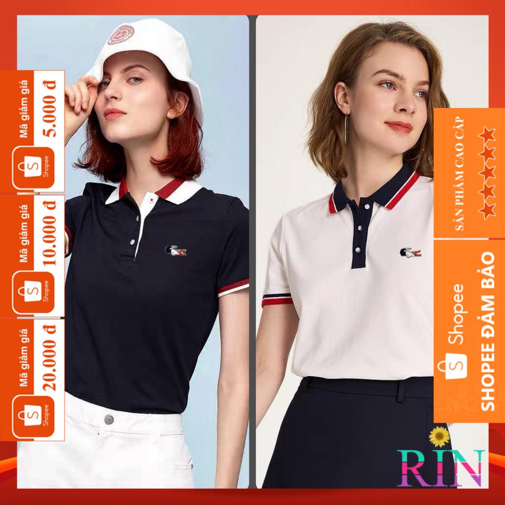 [HÌNH THẬT] ÁO THUN CỔ TRỤ LACOSTE TRƠN TRẮNG ĐEN VIỀN CỔ VNXK   - COTTON CÁ SẤU 100%