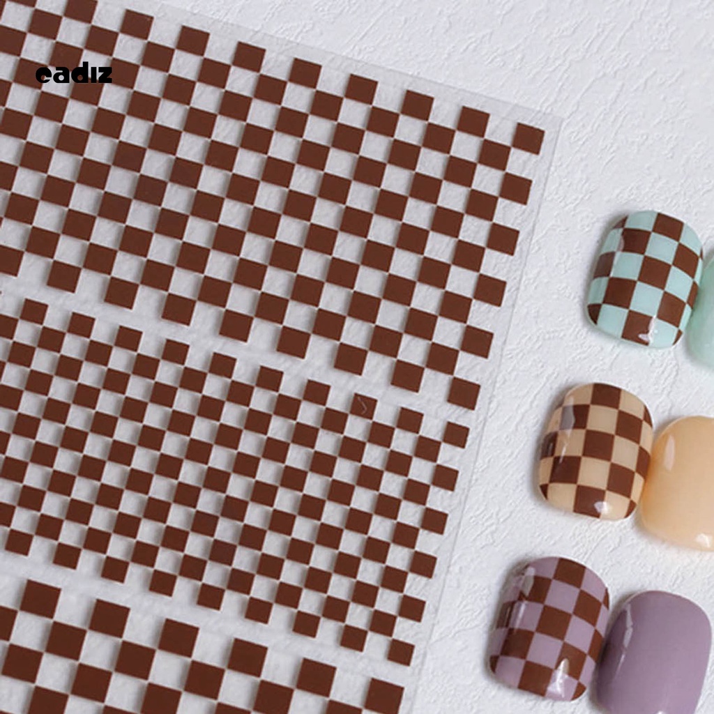 [Hàng mới về] Miếng dán trang trí móng tay họa tiết caro màu sắc tương phản thời trang cho nữ