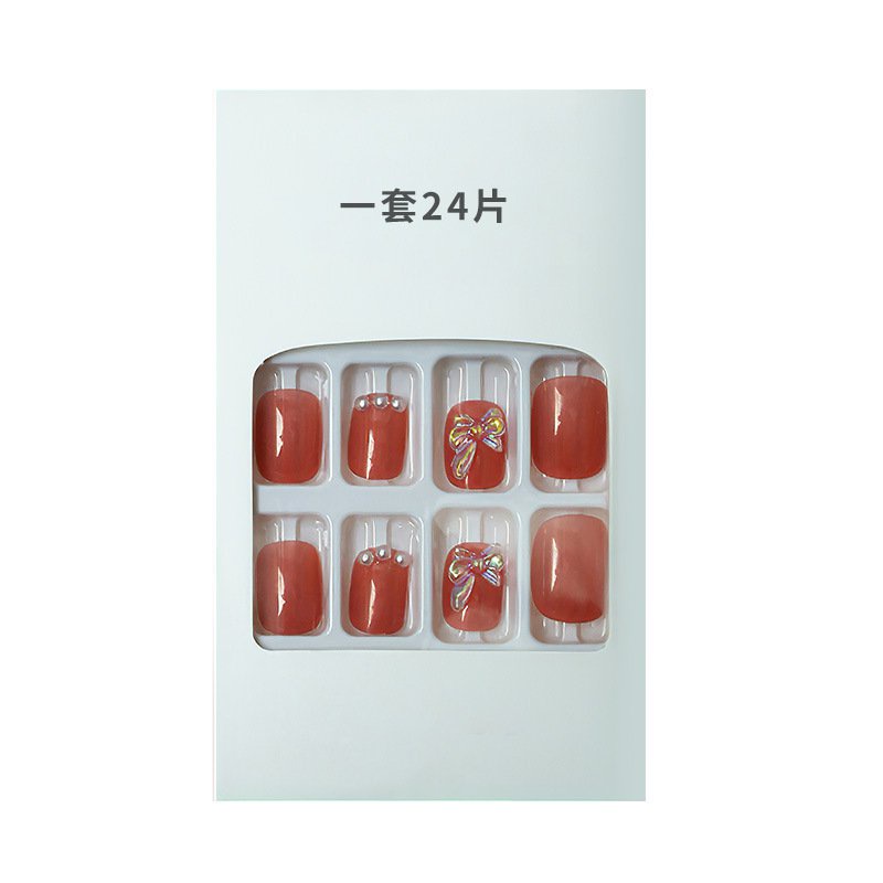 Keo Dán Móng Tay Đầu Vuông Ngắn Màu Trơn Có Thể Tháo Rời