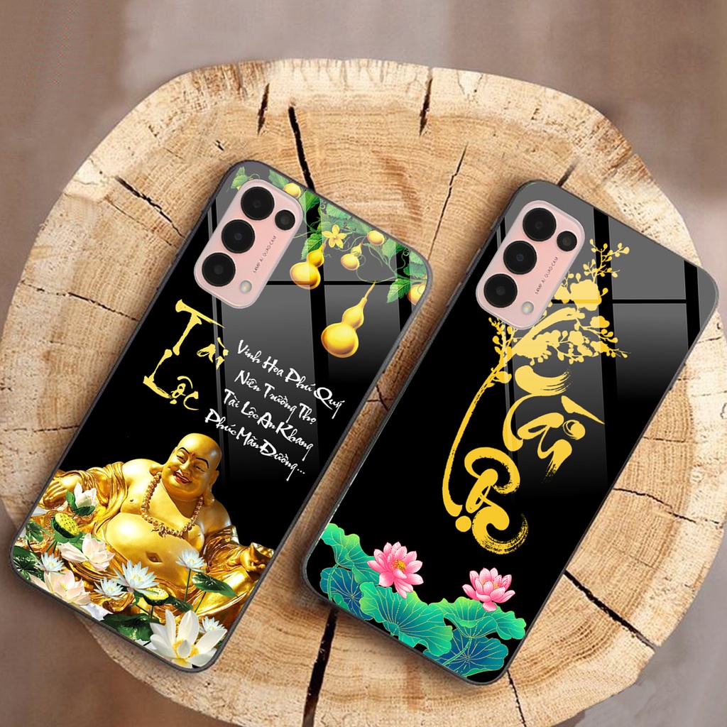 Ốp lưng KÍNH Oppo RENO 5 in hình 3D TÀI LỘC-TÂM AN -MÃ ĐÁO