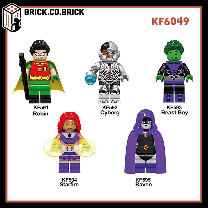 KF6049 - Đồ chơi lắp ráp minifigures và mini lego nhân vật trong phim Marvels/ DC/ Avengers hoạt hình Teen Titans