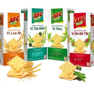 [Tân Phú] Bánh cracker AFC vị Lúa Mì/Bò Bít Tết dinh dưỡng hộp 4 cái 100g và 8 cái 200g