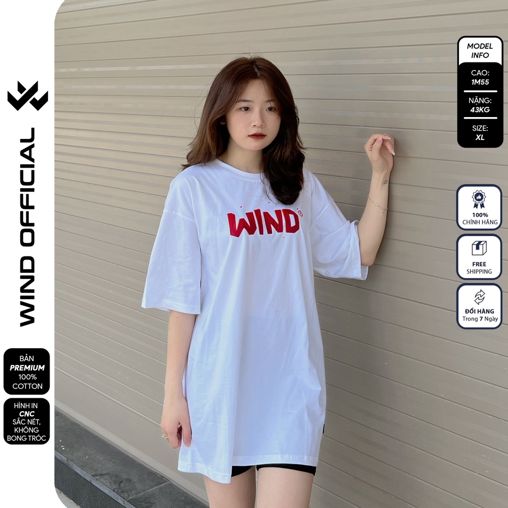 Áo thun tay lỡ unisex WIND phông form rộng 65% cotton FIRE nam nữ oversize