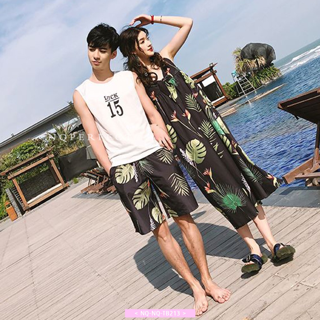 [SALE] Set Đầm nữ + Bộ quần áo nam của căp đôi thêm sắc cho mùa hè rực rỡ (cao cấp)