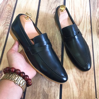 Giầy tây giày lười nam hàn quốc da lì đai én đế vàng ( Chất Store )
