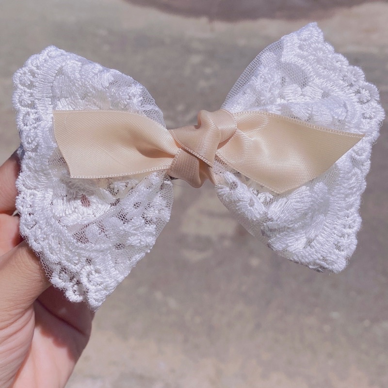 kẹp tóc nơ ren tiểu thơ phong cách Hàn quốc