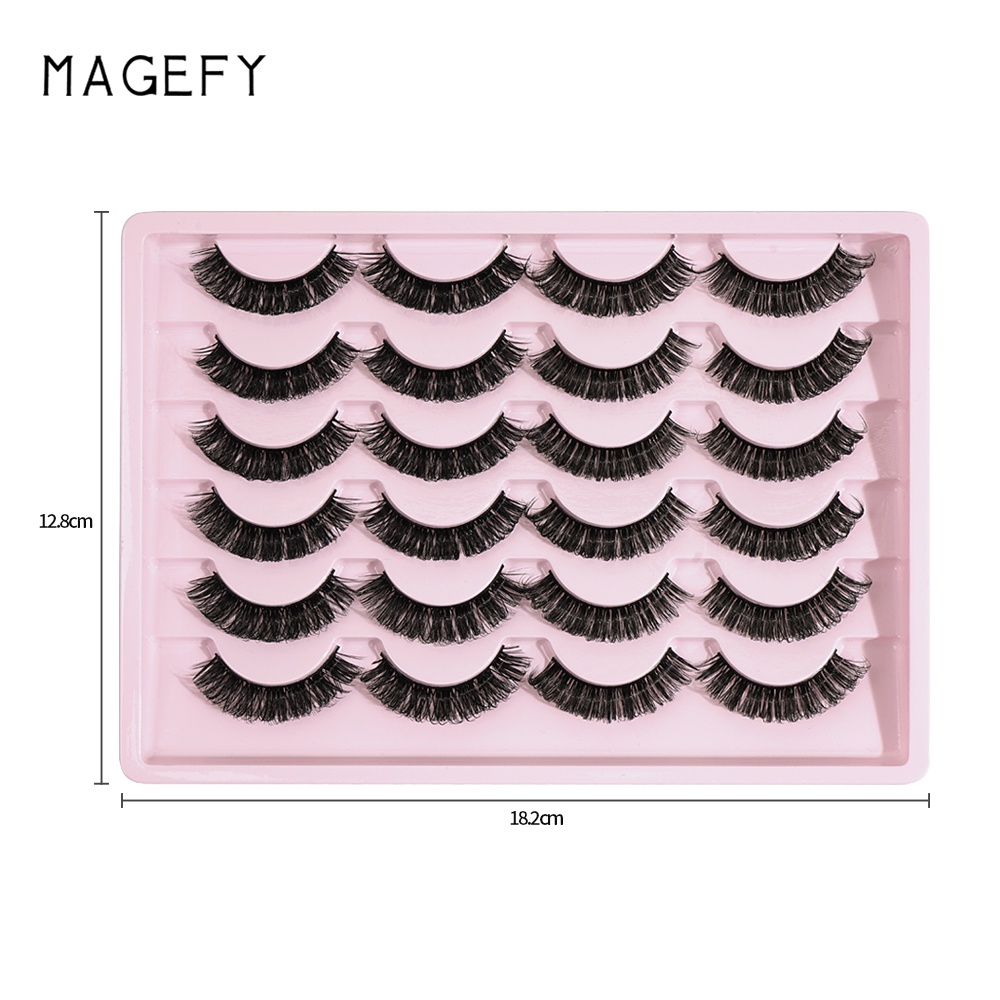 Hộp 12 cặp lông mi giả MAGEFY cong xoăn kiểu Nga thời trang dành cho làm đẹp