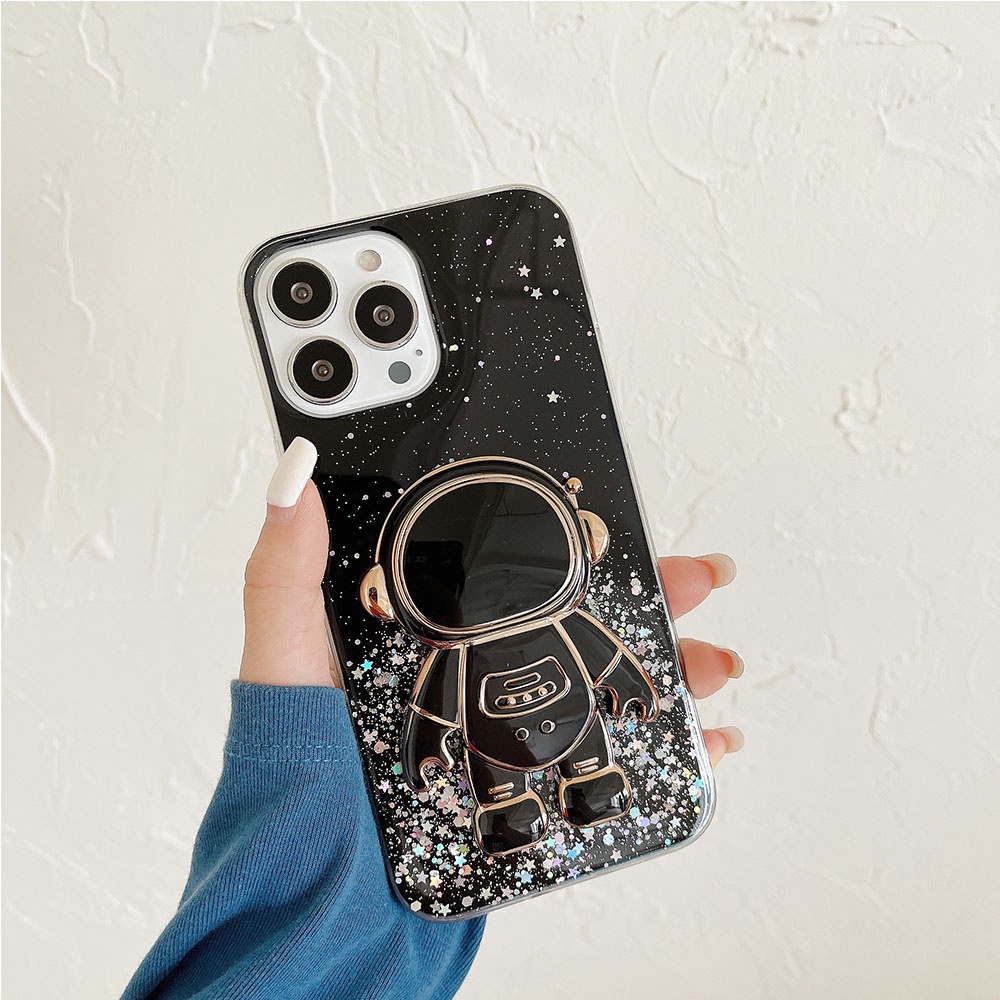 Ốp Điện Thoại Silicone Trong Suốt Có Đế Đỡ Hình Phi Hành Gia 6D Cho Redmi 10C Note 11S 11 Pro 4G Xiaomi Mi POCO M4 Pro 11T 12 Pro