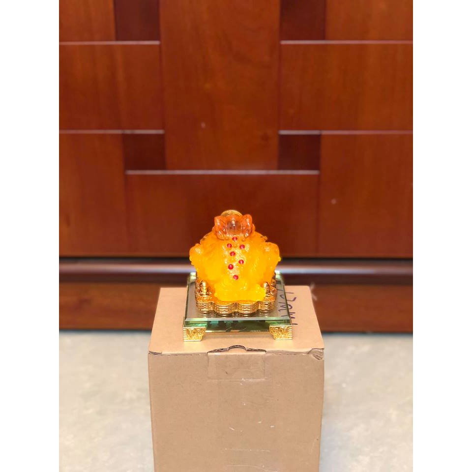 Cóc 3 chân ngậm tiền đế thủy tinh đủ màu cao 10cm