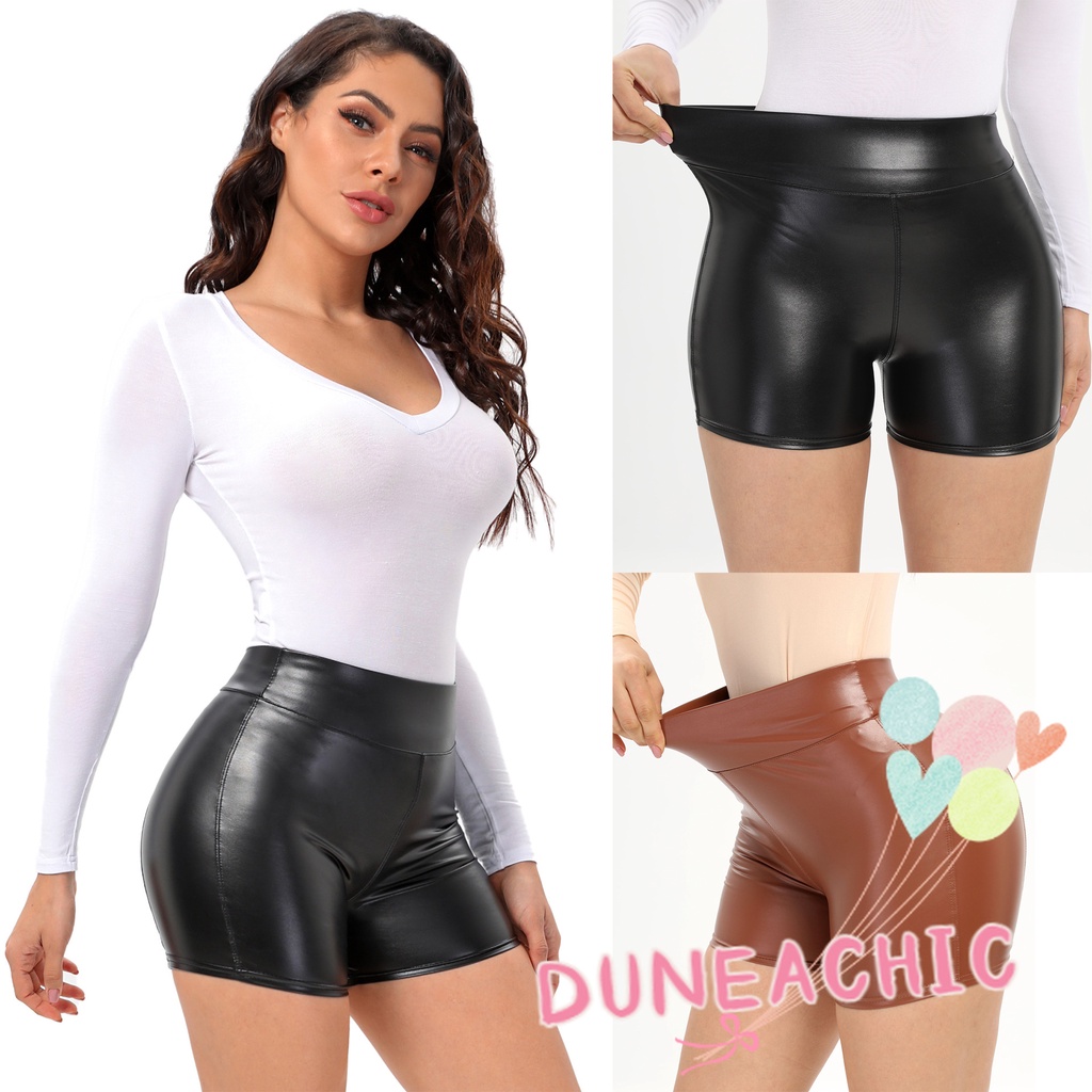 DUNEA Quần Dài Thể Thao Da PU Cỡ Lớn Thiết Kế Quyến Rũ Cho Nữ