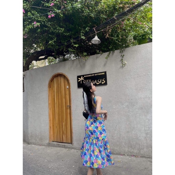 THANH LÝ ĐẦM XANH HOA SIZE S