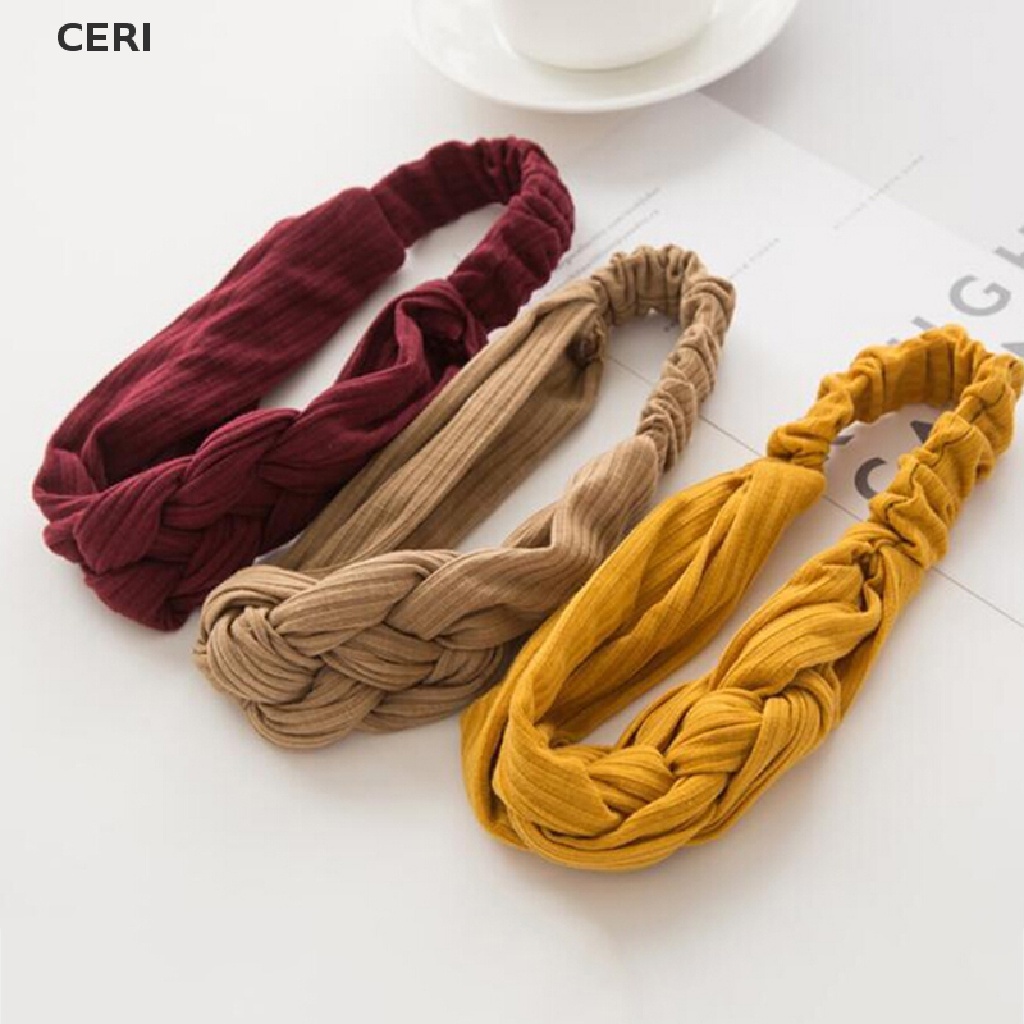 CE Ladies Girls Twist Knot Headband Elastic Head Wrap Turban Hair Band Pure Color RI