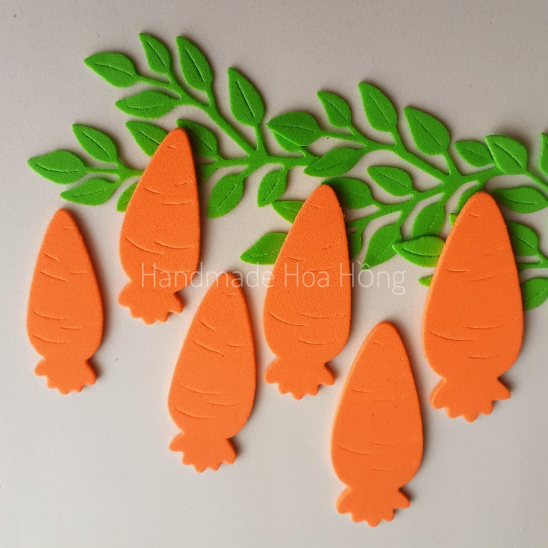 24 hình củ rà rốt bằng giấy xốp 2mm, có 3 size- hình trang trí hộp đựng bút, thiệp, bưu thiếp, phong bì, phong thư