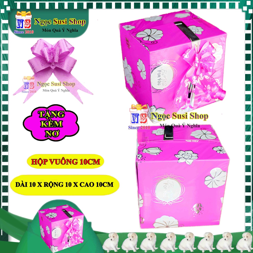 HỘP QUÀ KIẾNG VUÔNG SIZE NHỎ 10CM + TẶNG KÈM NƠ 1,2CM - HỘP GÓI QUÀ GIẤY KIẾNG CAO CẤP