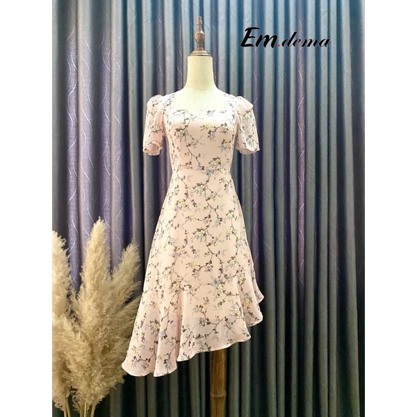 Váy đầm công sở hoa vạt chéo ❤EMDEMA❤ mát, nhẹ nhàng