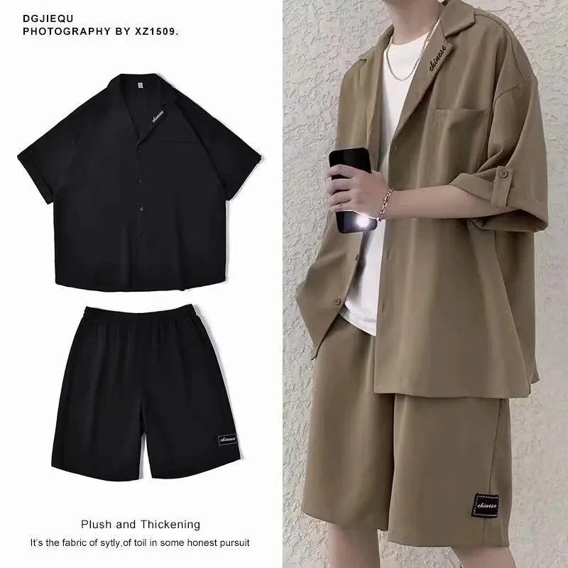 Set Áo Sơ Mi Ngắn Tay + Quần Short Thời Trang Mùa Hè Cho Nam