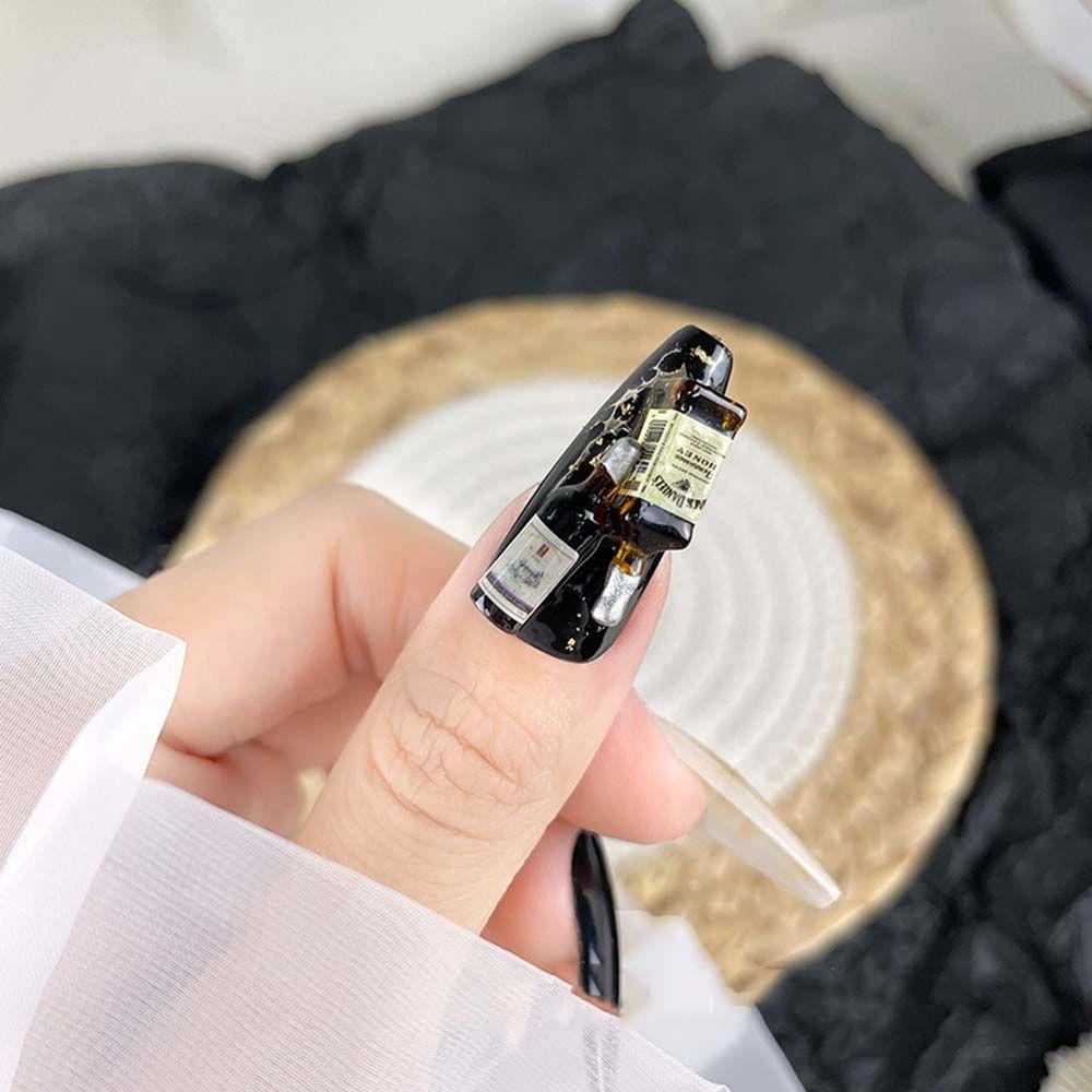 SOMEDAYZL Phụ Kiện Trang Trí Móng Tay Hình Chai Rượu Vang Mini Phong Cách Nhật Bản DIY