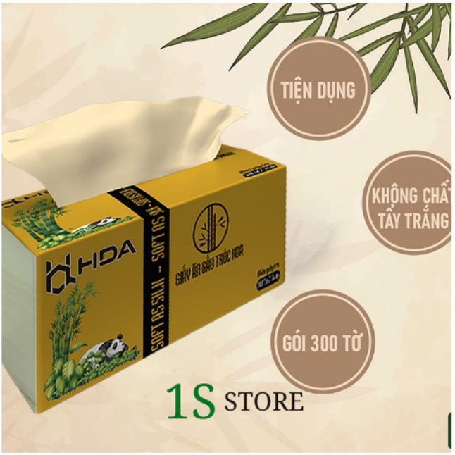 1 Thùng Giấy Ăn Gấu Trúc HDA, Giấy Ăn Dai Mịn, Thùng 30 Gói - 1 Gói 300 Tờ