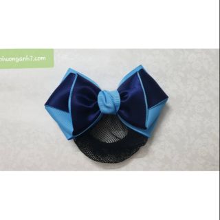 Cặp tóc nơ phối 2 màu tông xanh handmade