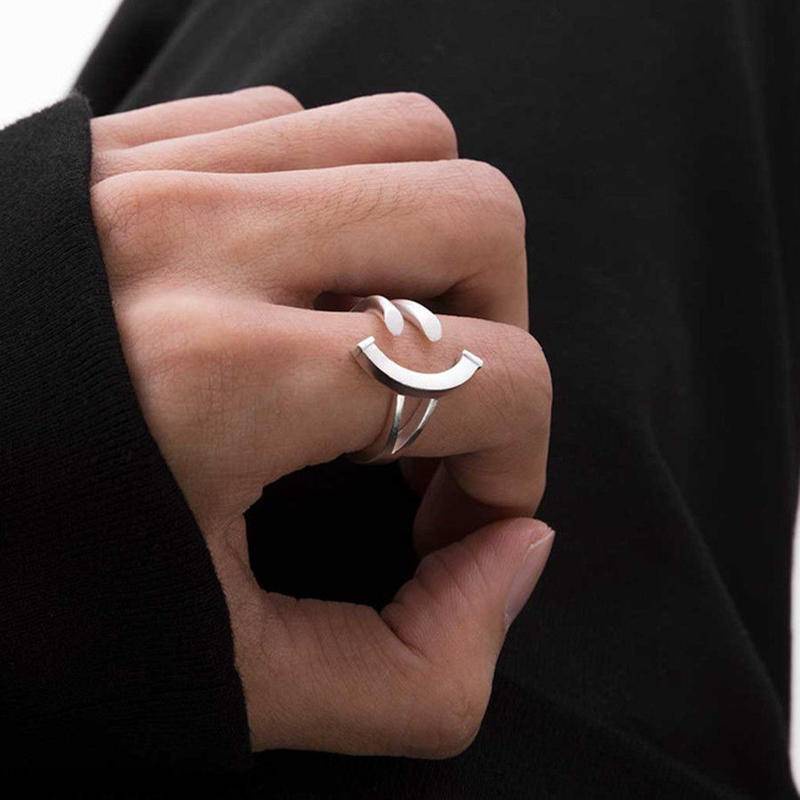 Nhẫn nam nữ couple Mouhooland bạc 925 hình mặt cười