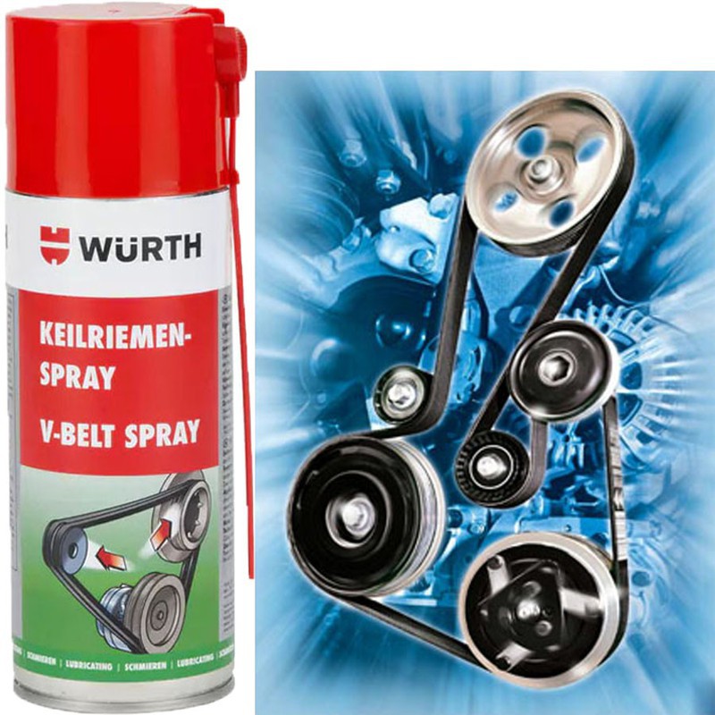 Bảo dưỡng dây curoa ô tô Wurth V-Belt Spray 400ml, xe mô tô phân khối lớn, động cơ có dây cu - roa